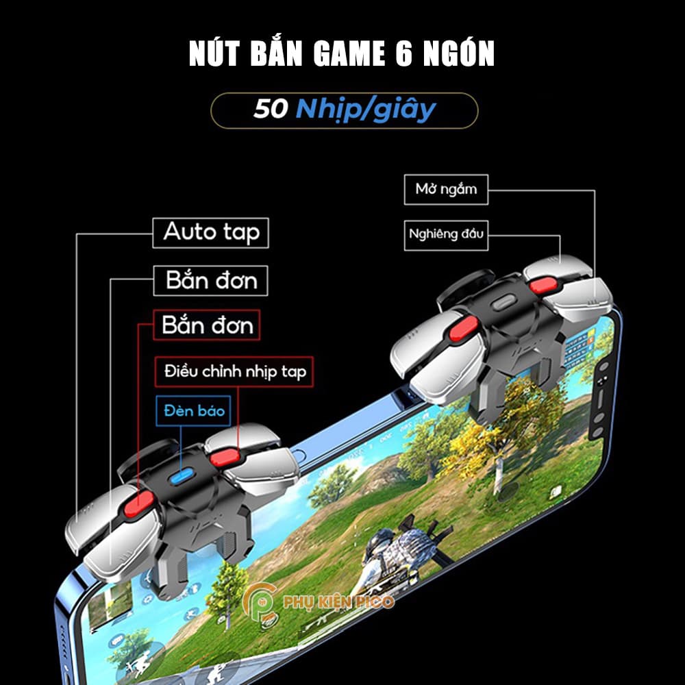 Nút bắn Pubg chơi game 6 ngón G22 Auto Tap 50 Nhịp/giây Nút chơi game auto tap dành cho game FPS FF Freefire
