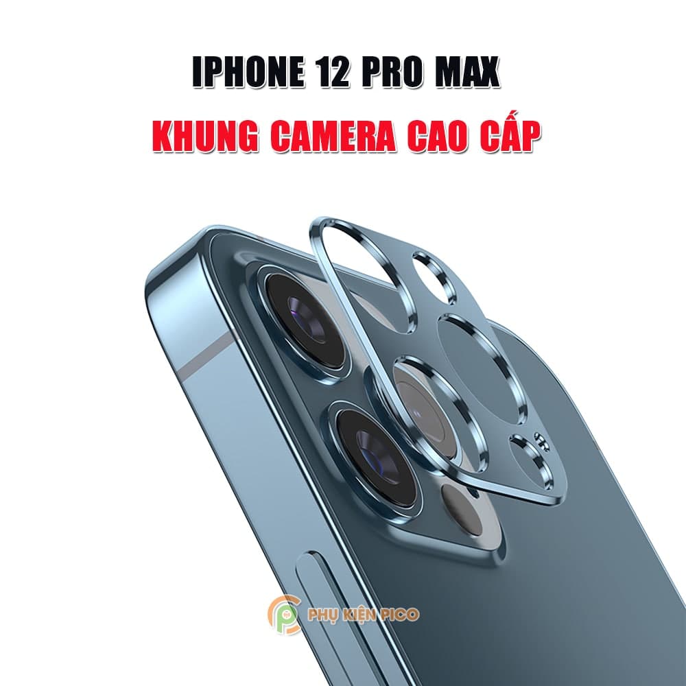 Dán camera Iphone 12 Pro Max khung kim loại bảo vệ camera chống trầy xước va đập