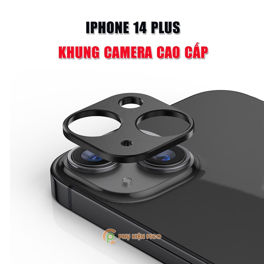 Dán camera Iphone 14 Plus khung kim loại bảo vệ camera chống trầy xước va đập