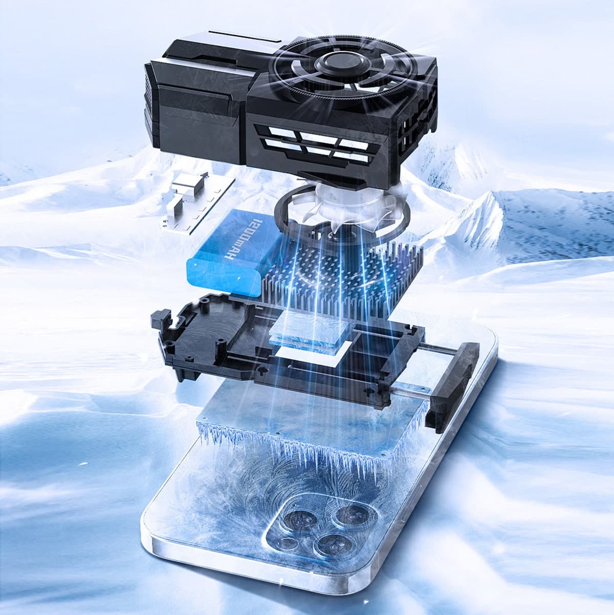 Quạt tản nhiệt điện thoại Memo DLA5 sò lạnh có Pin led RGB quạt tản nhiệt pin không dây - 3