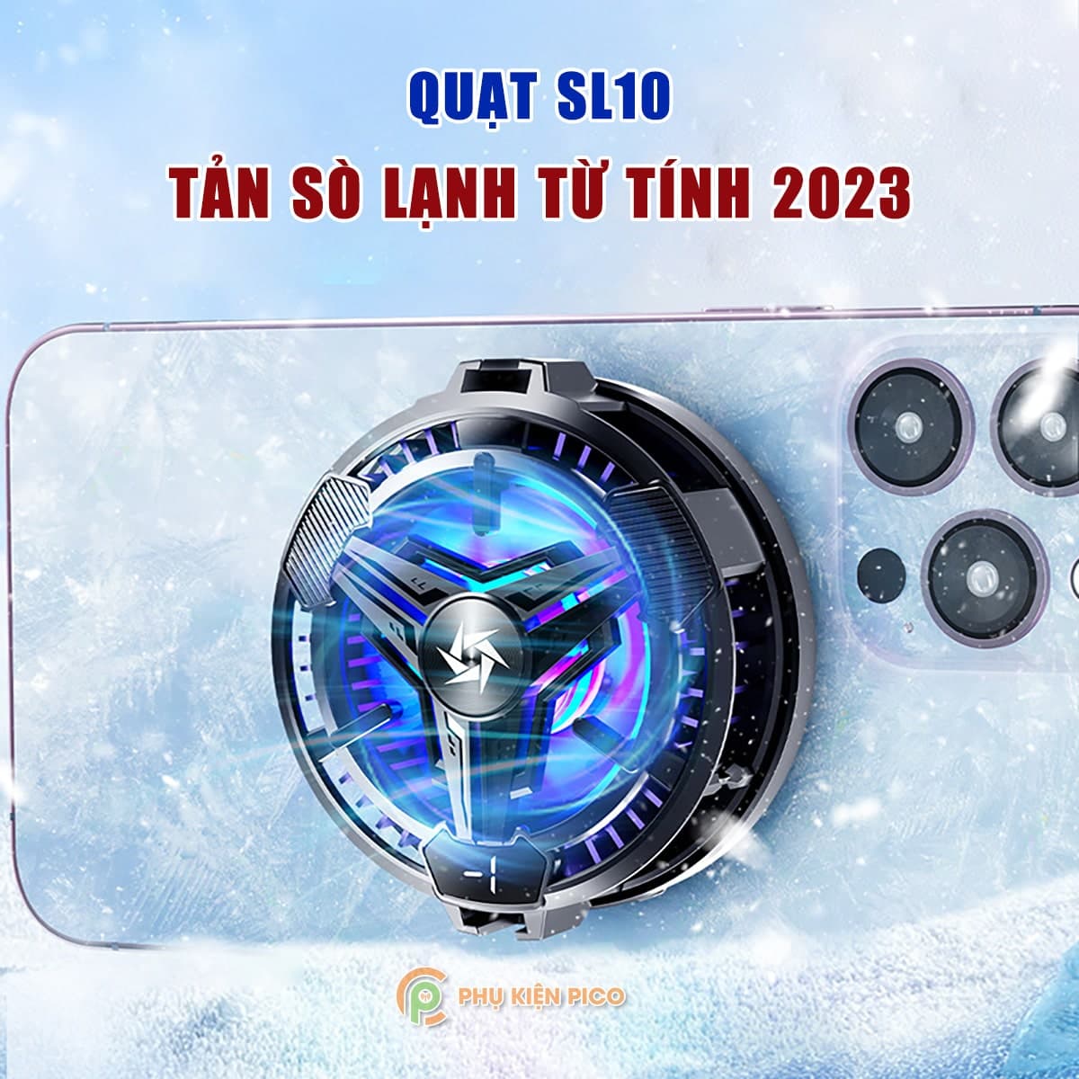 Quạt tản nhiệt điện thoại sò lạnh từ tính SL10 màn hình hiển thị nhiệt độ Led RGB 2023