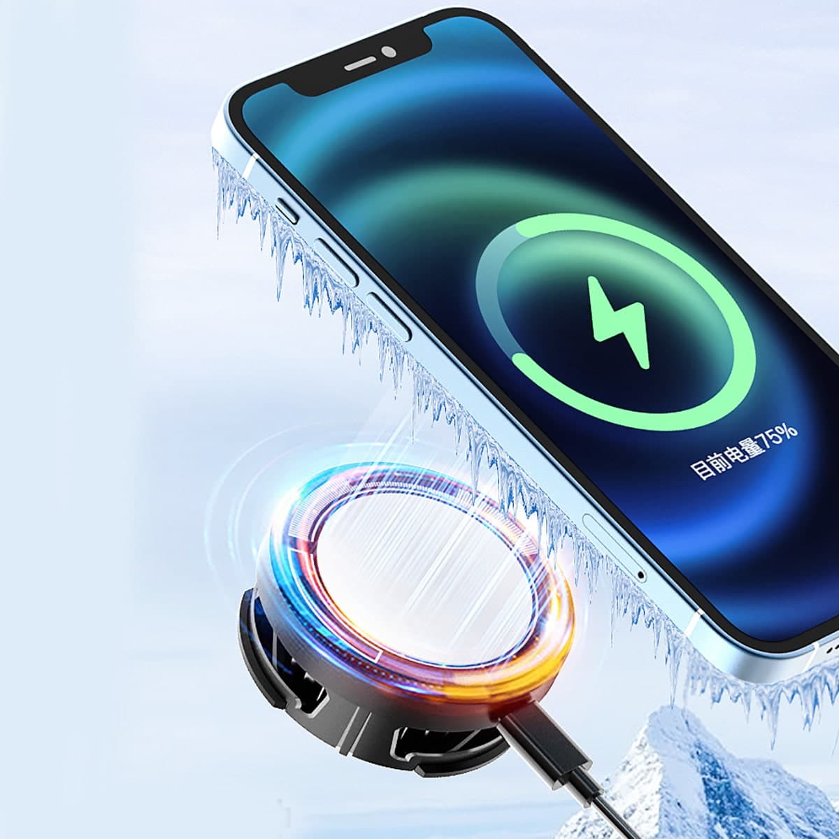 Quạt tản nhiệt điện thoại Ipad Memo CX02 sò lạnh từ tính led RGB hỗ trợ sạc không dây - 4