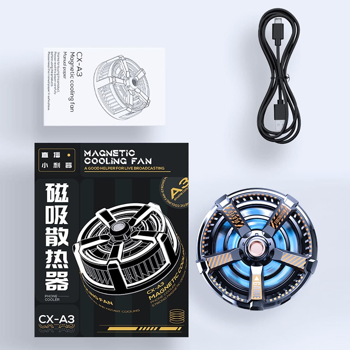 Quạt tản nhiệt điện thoại máy tính bảng Memo CXA3 sò lạnh từ tính led RGB - 2