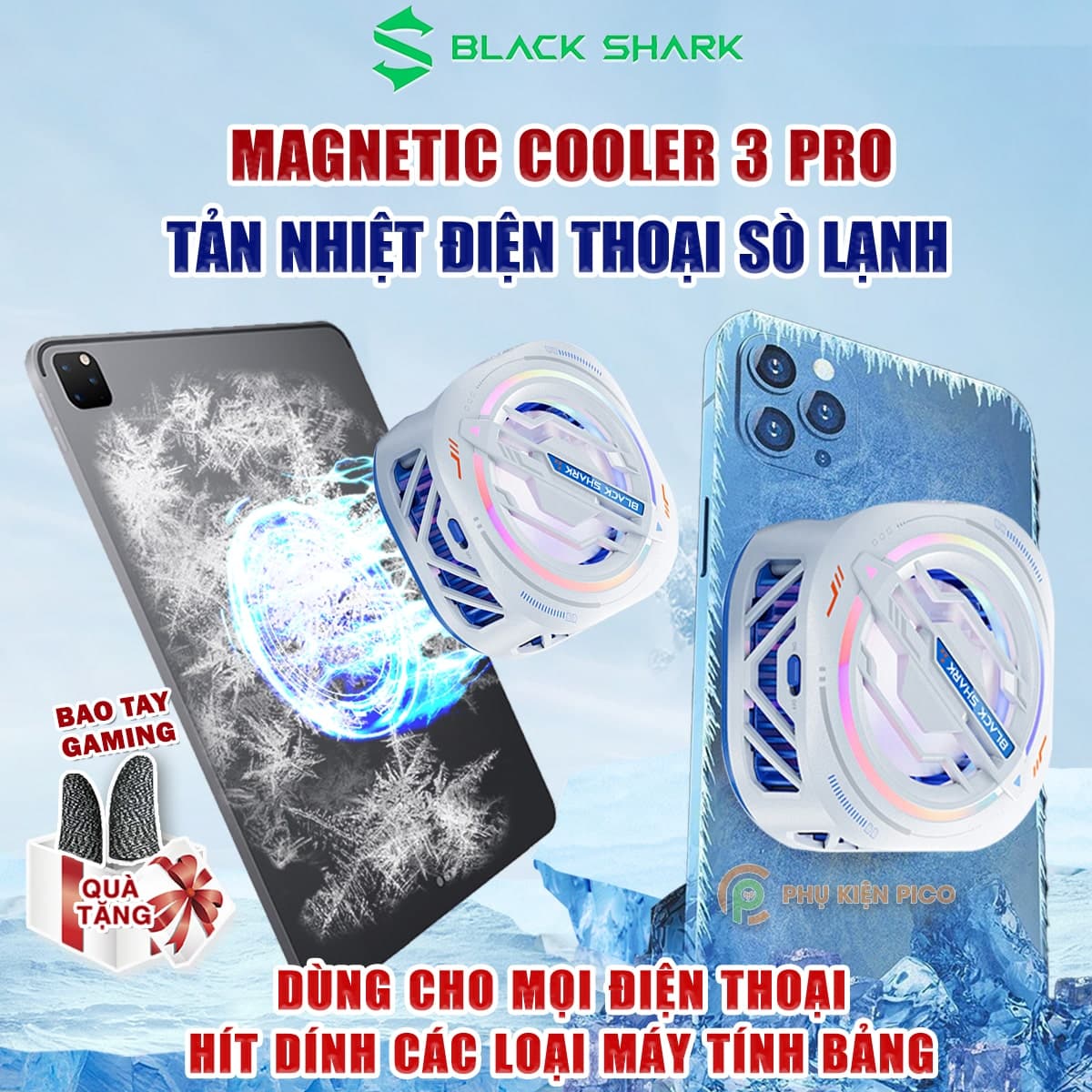 Quạt tản nhiệt Black Shark Mag Cooler 3 Pro từ tính - Blackshark FunCooler 4 Pro nam châm tản nhiệt điện thoại máy tính bảng công suất lớn