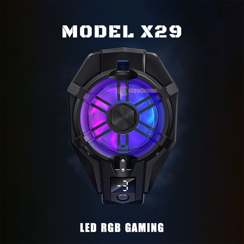 Quạt tản nhiệt điện thoại sò lạnh chạy Pin X29 - Quạt tản nhiệt không dây X29 pin sạc màn hình hiển thị nhiệt độ Led RGB - 6