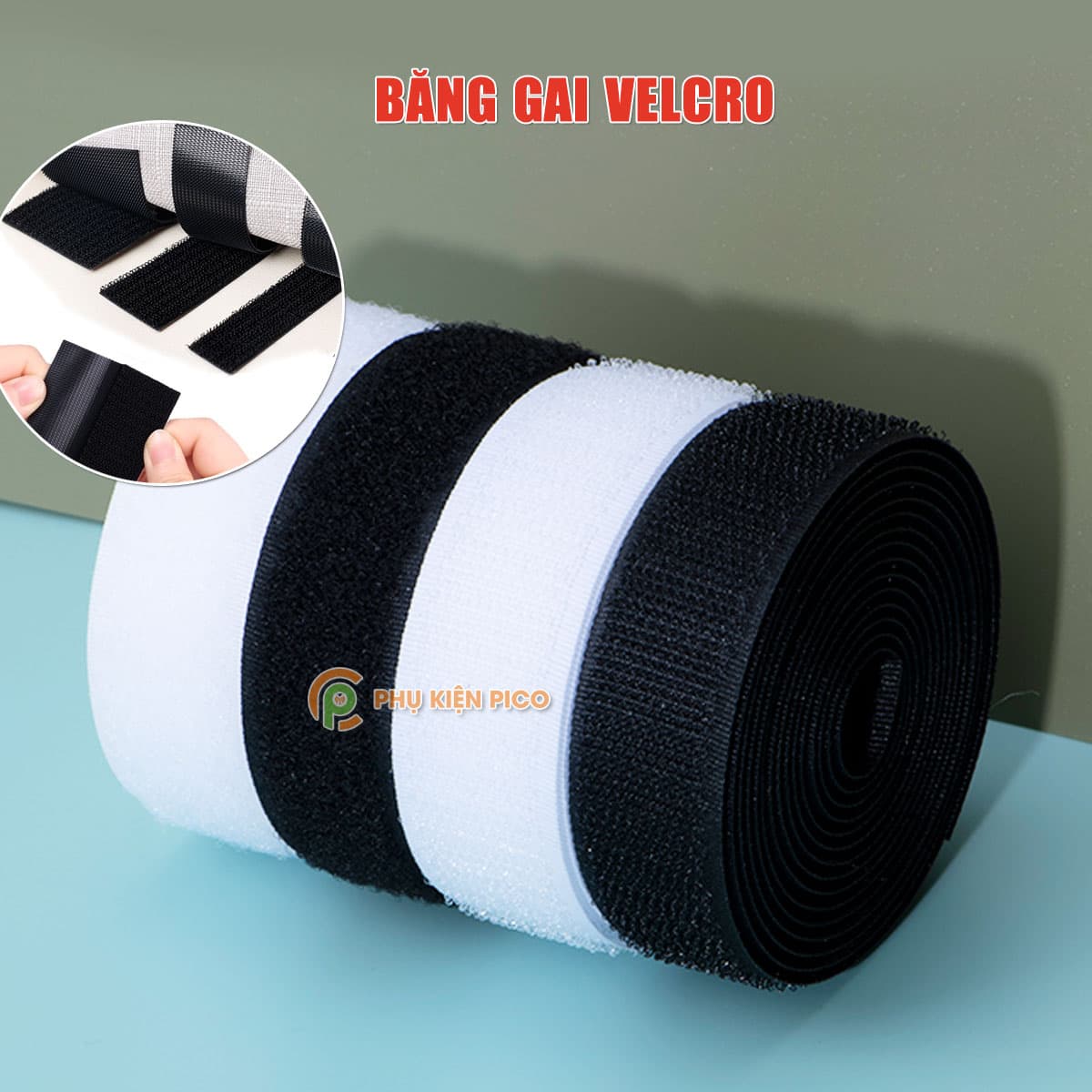Băng gai Velcro, Băng gai dính khóa nhám gai, miếng dán vải 2 mặt dán giày, túi xách, quần áo các vật dụng gia đình