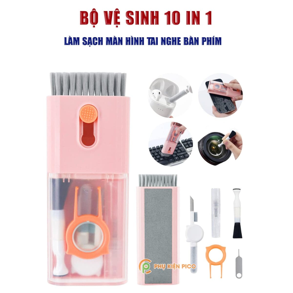Bình xịt vệ sinh làm sạch màn hình điện thoại - Bộ dụng cụ vệ sinh Laptop Bàn phím Tai nghe đa năng 10in1