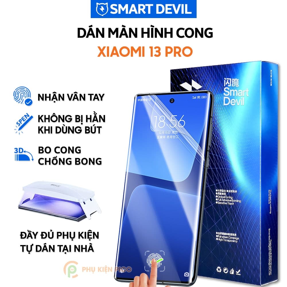 Dán màn hình Xiaomi 13 Pro PPF UV Smart Devil full màn hình dẻo trong suốt - Dán PPF UV Xiaomi Mi 13 Pro