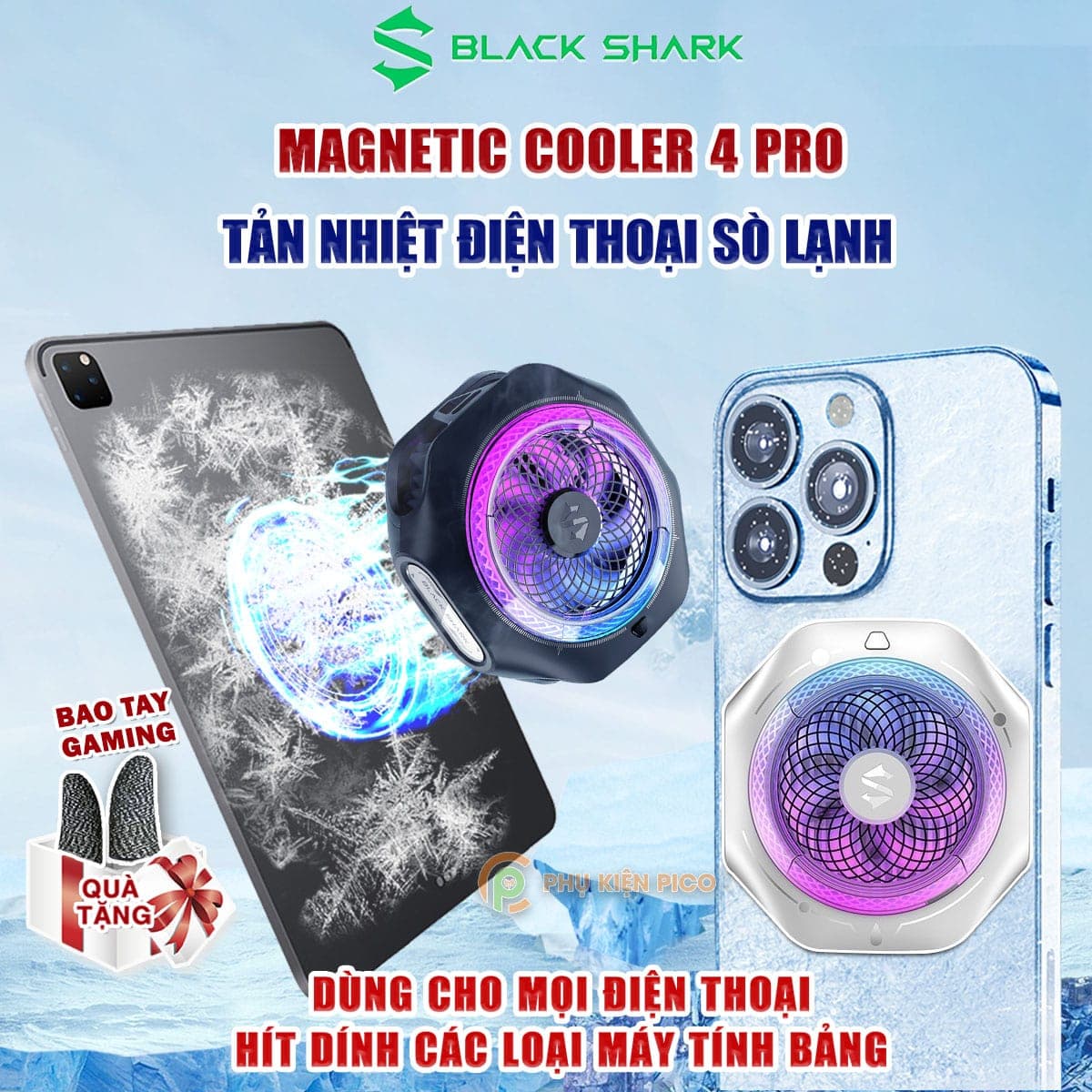 Quạt tản nhiệt điện thoại máy tính bảng Black Shark Magnetic 4 Pro sò lạnh từ tính công suất 27W - Quạt Black Shark Magcooler 4 Pro