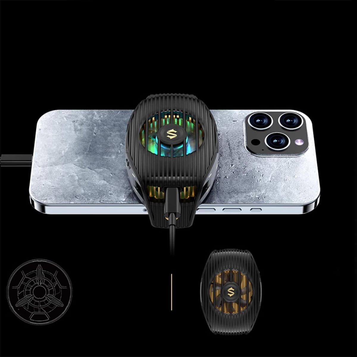 Quạt tản nhiệt điện thoại Black Shark Funcooler 4 led RGB gaming hỗ trợ Livestream - 3