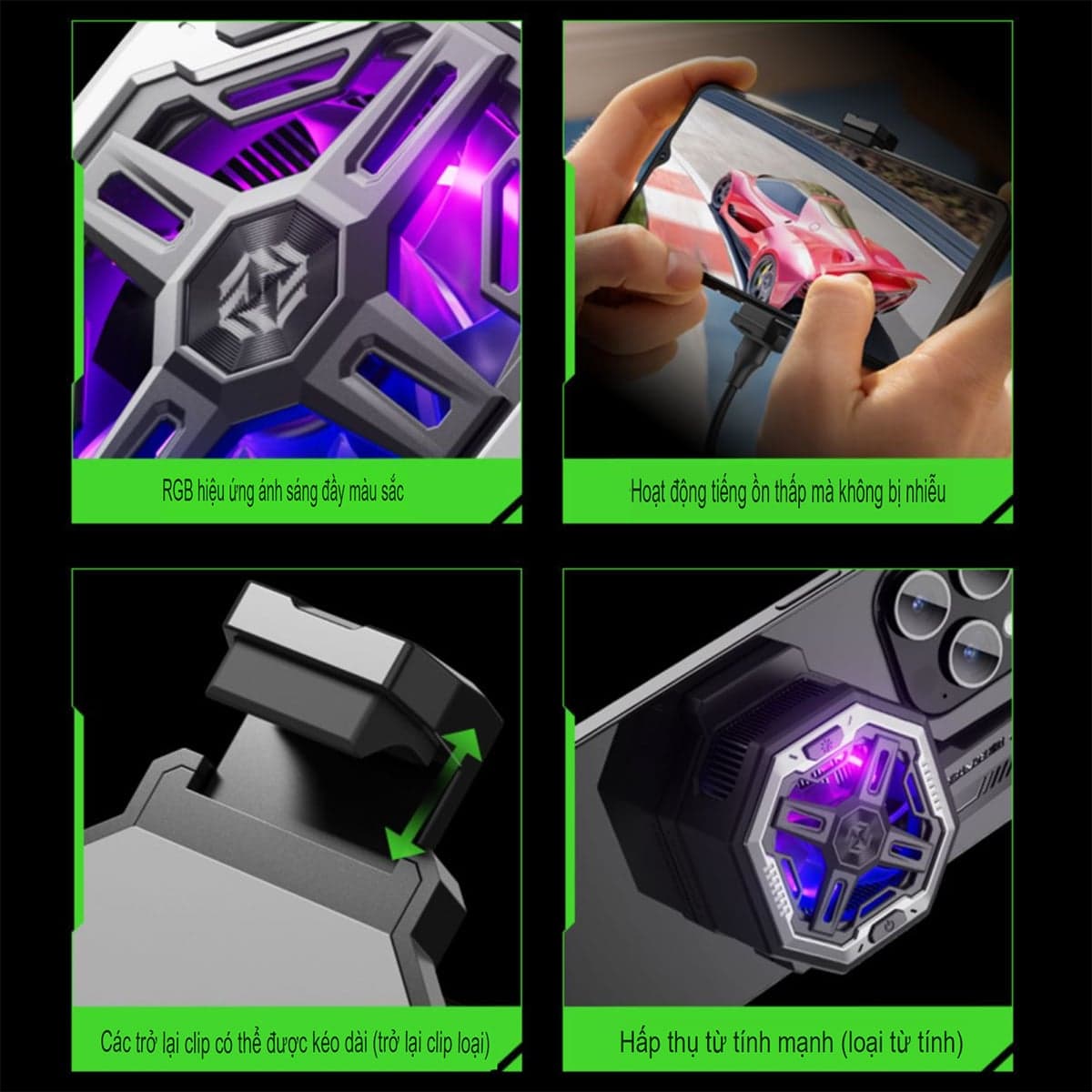 Quạt tản nhiệt điện thoại X15 Pro Max - Piva BL7 BX7 quạt mới nhất 2024 sò lạnh liền khối diện tích tản cực lớn, led RGB - 4