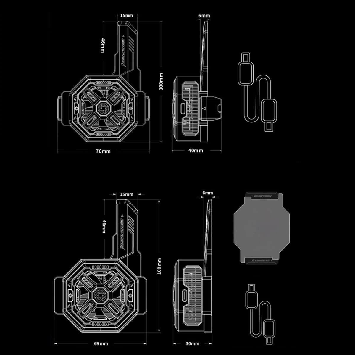 Quạt tản nhiệt điện thoại X15 Pro Max - Piva BL7 BX7 quạt mới nhất 2024 sò lạnh liền khối diện tích tản cực lớn, led RGB - 9