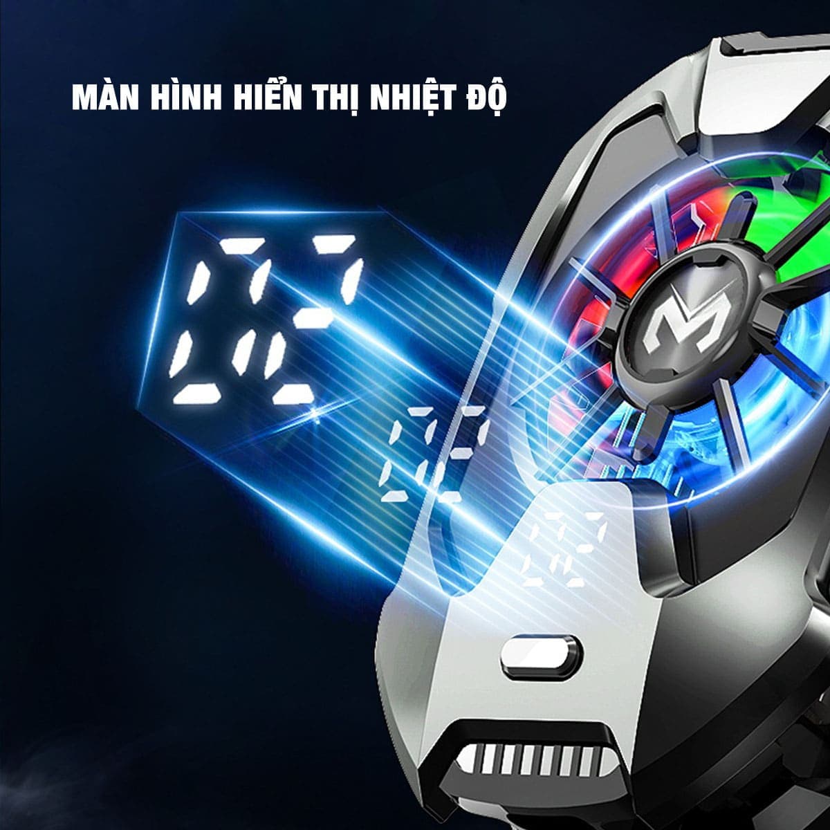 Quạt tản nhiệt điện thoại sò lạnh Memo DLA8 Pro màn hình hiển thị nhiệt độ led RGB - 3
