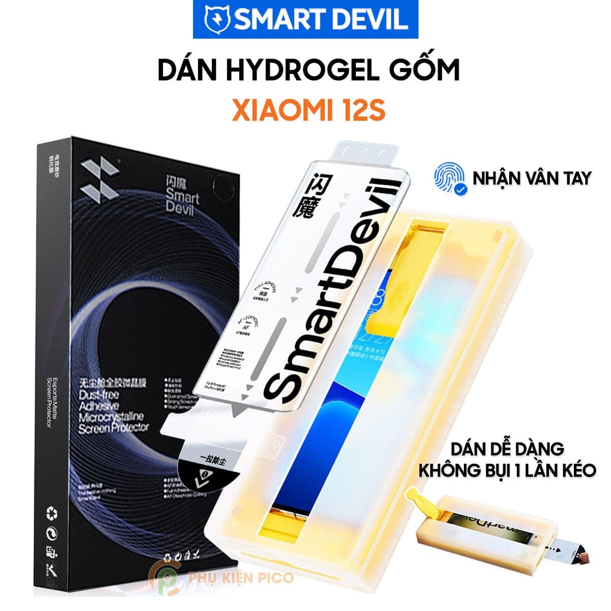 Dán màn hình Xiaomi 12S Hydrogel Gốm Smart Devil full màn hình nhận vân tay
