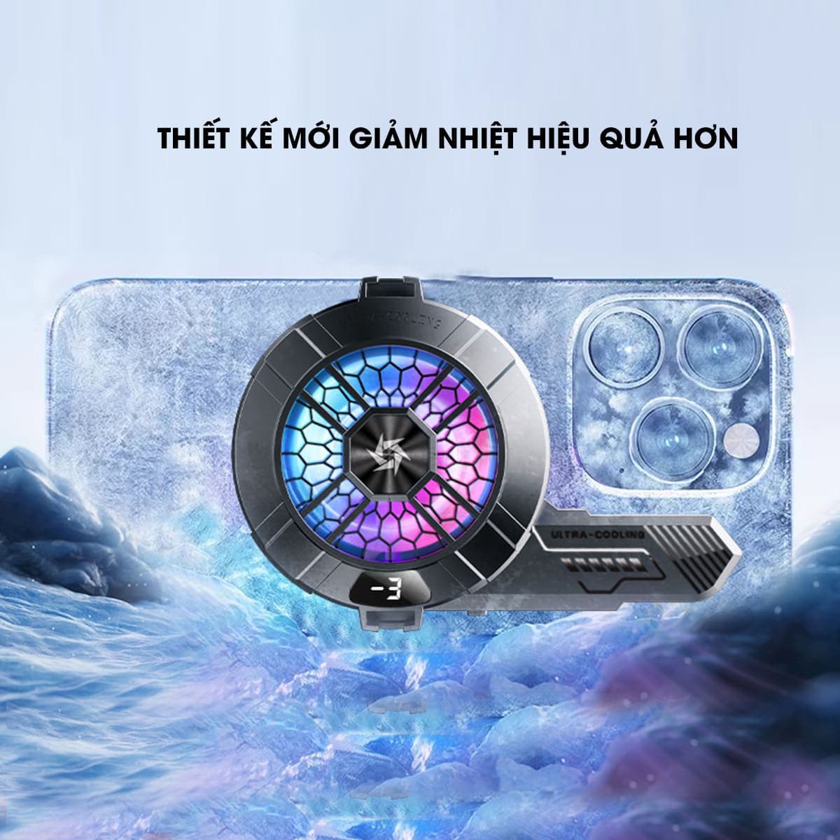 Quạt sò lạnh tản nhiệt điện thoại máy tính bảng SL33 sò lạnh từ tính 2024 led RGB hiển thị nhiệt độ - 2