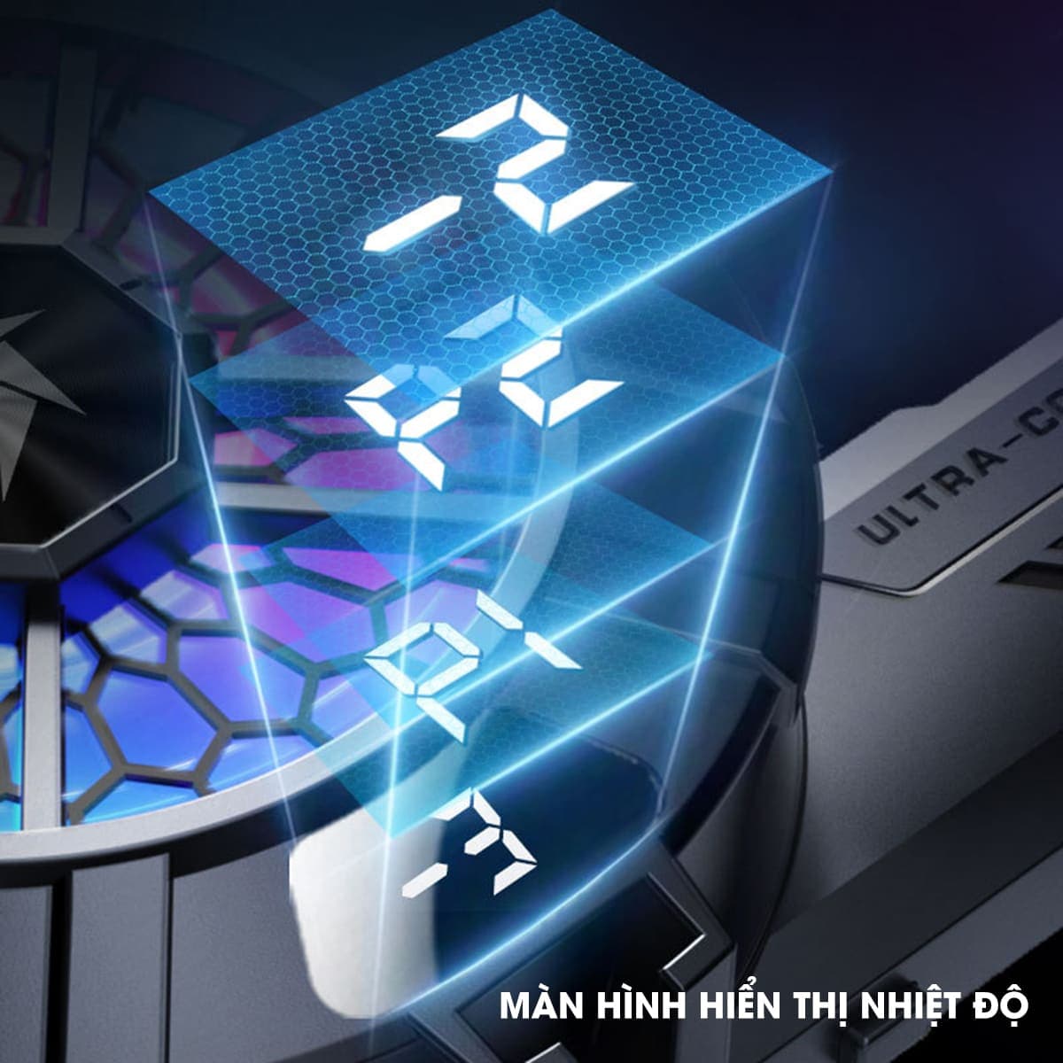 Quạt sò lạnh tản nhiệt điện thoại máy tính bảng SL33 sò lạnh từ tính 2024 led RGB hiển thị nhiệt độ - 6