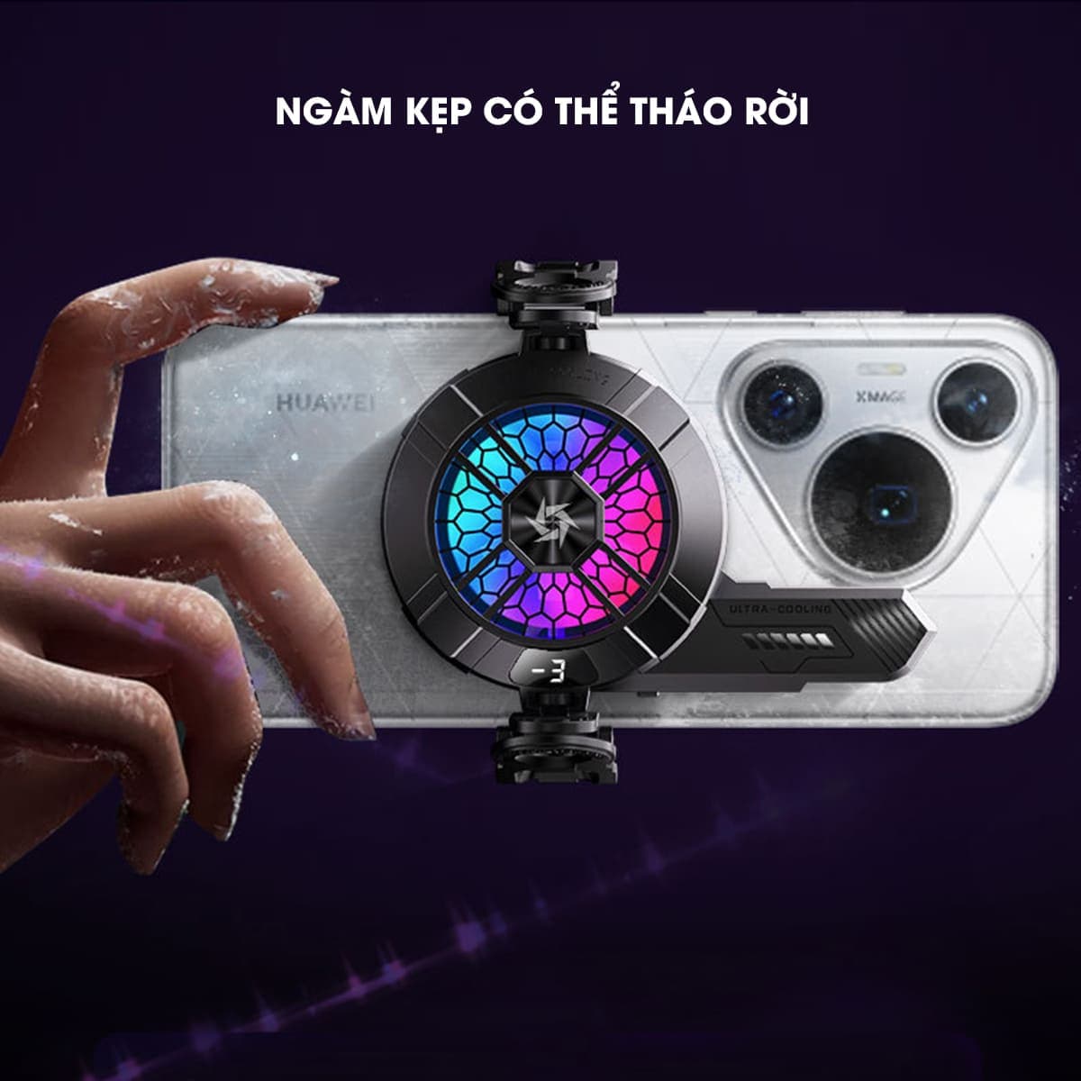 Quạt sò lạnh tản nhiệt điện thoại máy tính bảng SL33 sò lạnh từ tính 2024 led RGB hiển thị nhiệt độ - 7