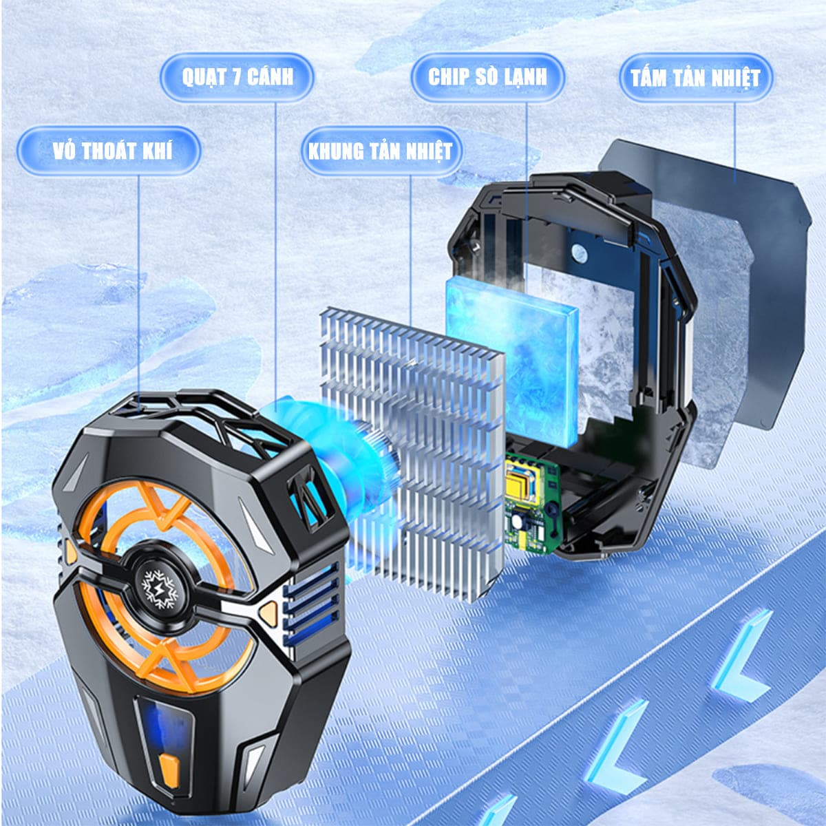 Quạt tản nhiệt điện thoại sò lạnh J20 tản nhiệt sò lạnh siêu rẻ 3 chế độ làm lạnh - 6