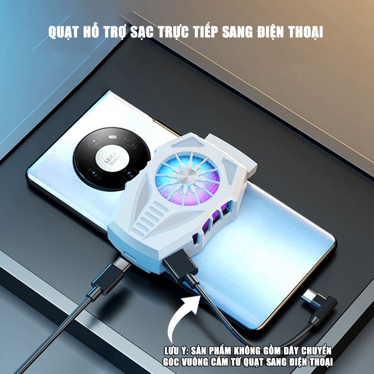 Quạt tản nhiệt điện thoại sò lạnh GT06 tản nhiệt sò lạnh siêu rẻ Led RGB màu trắng - 3
