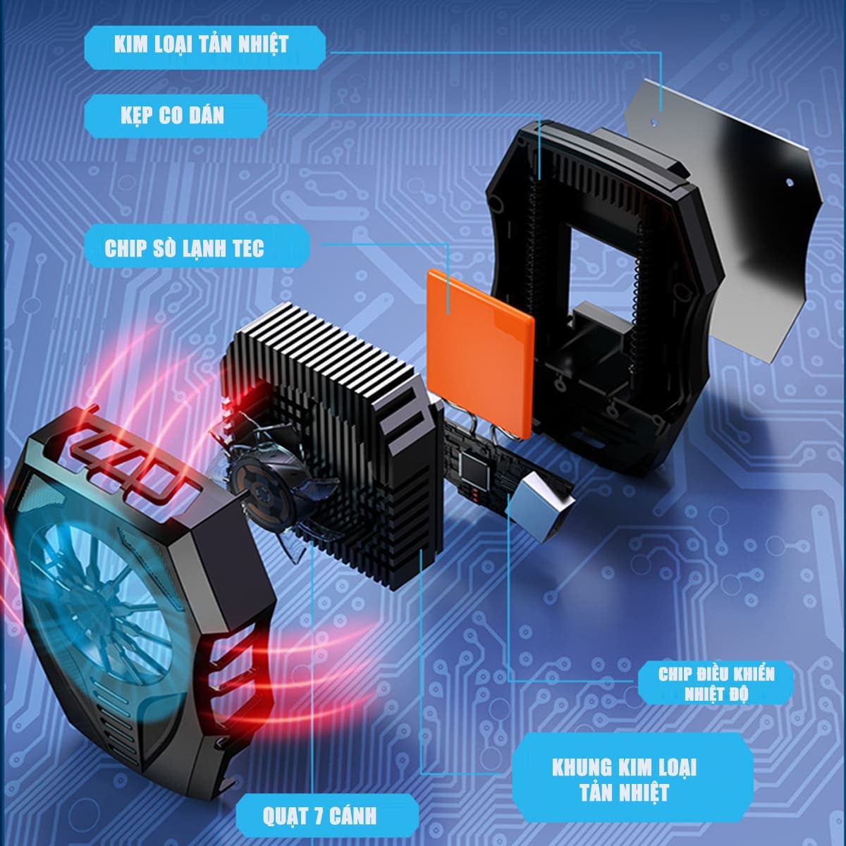 Quạt tản nhiệt điện thoại sò lạnh GT06 tản nhiệt sò lạnh siêu rẻ Led RGB màu trắng - 7
