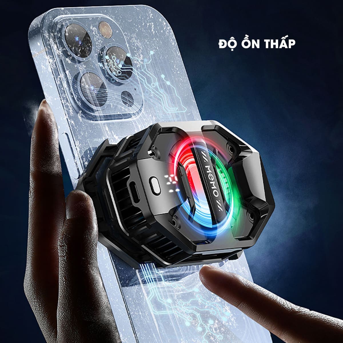 Quạt tản nhiệt điện thoại sò lạnh Memo DL20 Led RGB màn hình hiển thị nhiệt độ - 4