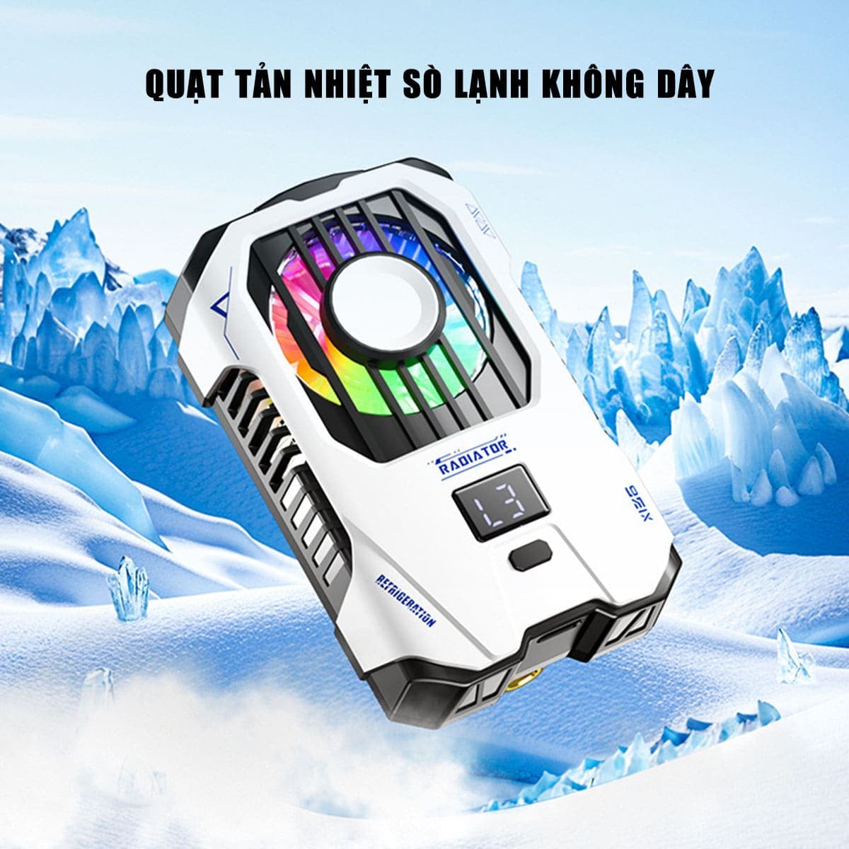 Quạt tản nhiệt điện thoại sò lạnh không dây X136 màn hình hiển thị nhiệt độ Led RGB - 4