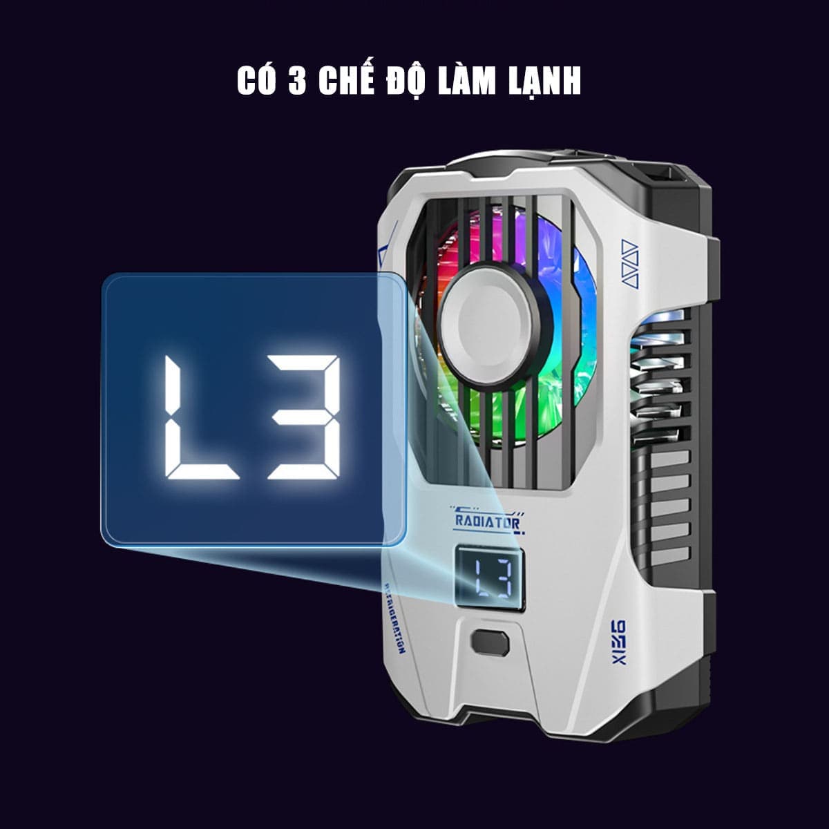 Quạt tản nhiệt điện thoại sò lạnh không dây X136 màn hình hiển thị nhiệt độ Led RGB - 5