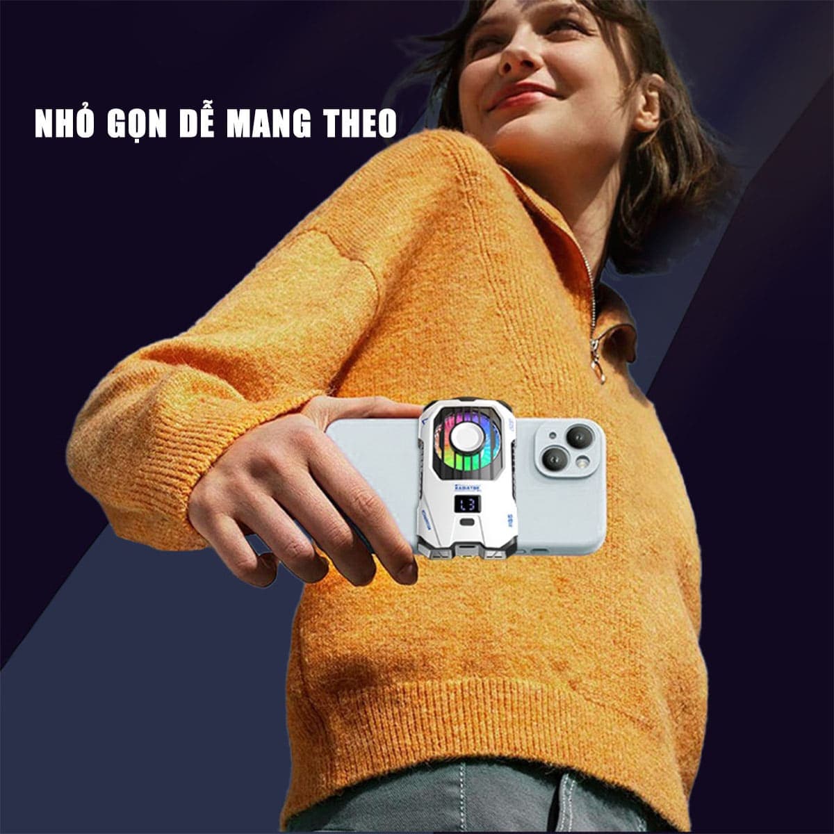 Quạt tản nhiệt điện thoại sò lạnh không dây X136 màn hình hiển thị nhiệt độ Led RGB - 7