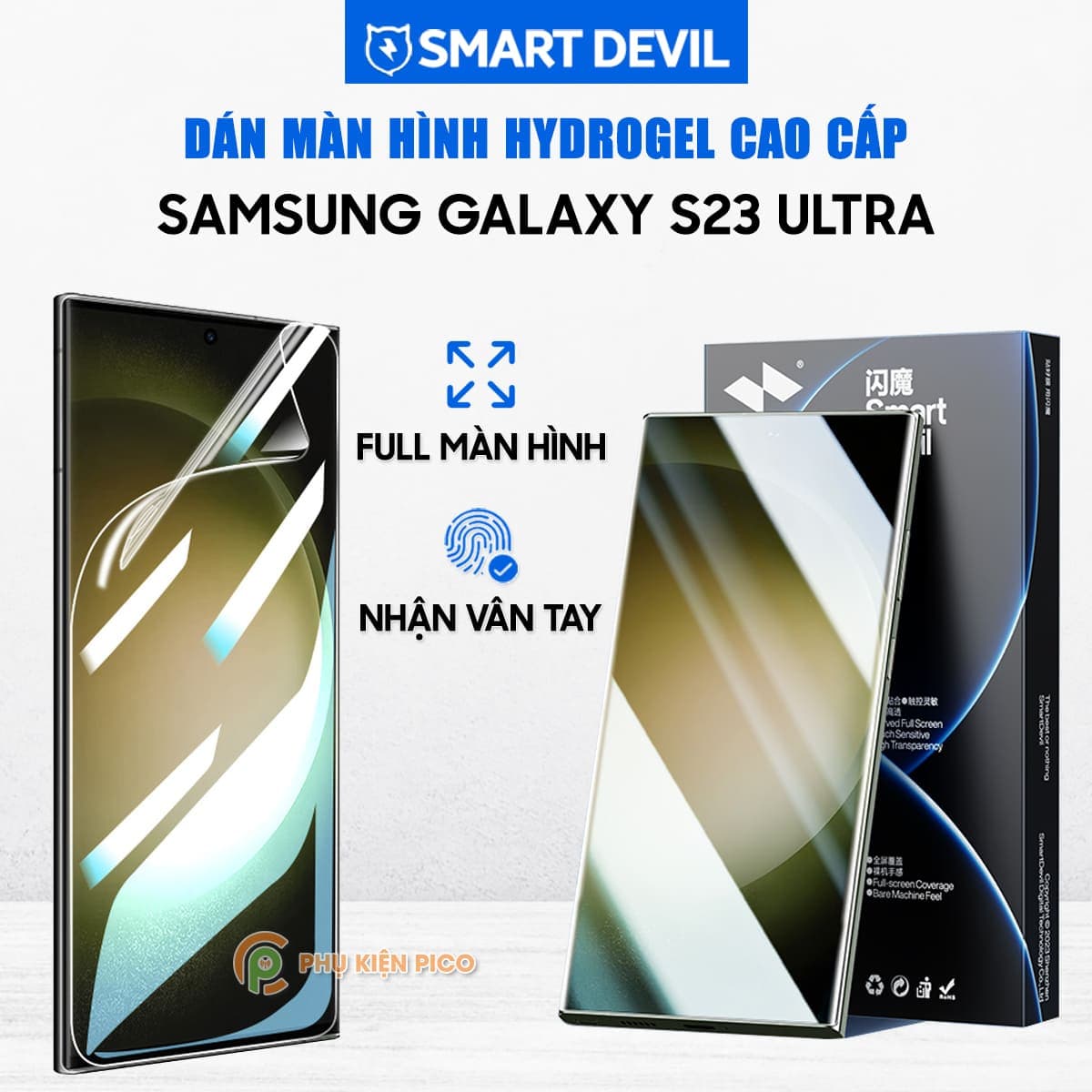 Dán màn hình Samsung Galaxy S23 Ultra full màn hình dẻo trong suốt Hydrogel PPF cao cấp chính hãng Smart Devil