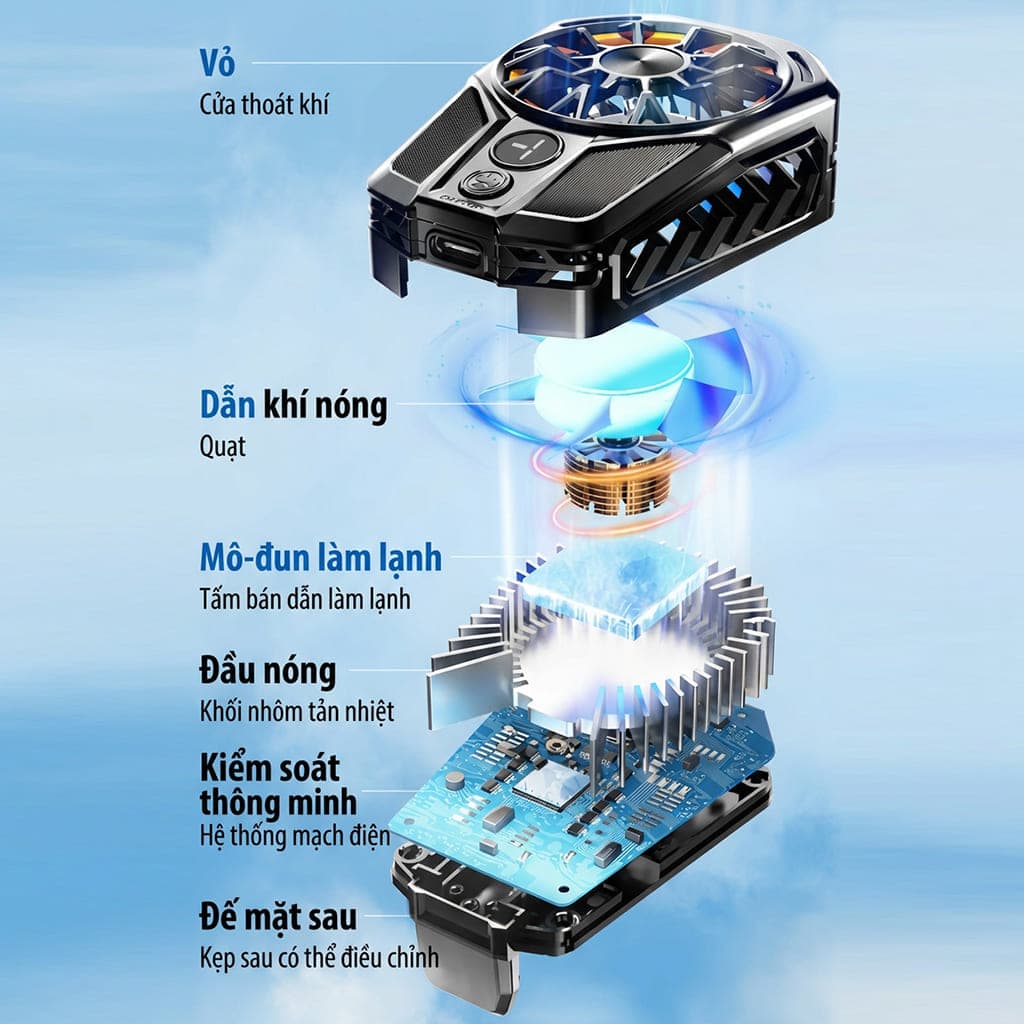 Quạt tản nhiệt điện thoại sò lạnh S09 màn hình hiển thị nhiệt Led RGB giảm nhiệt nhanh hỗ trợ tăng FPS Gaming Liên Quân PUBG FF - 9